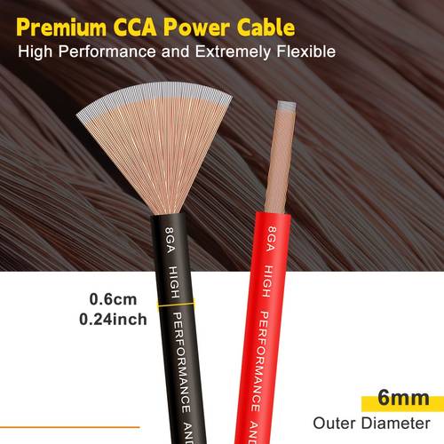 8 gauge wire each 25 feet black red copper clad aluminum cca car wiring power wire car audio speaker rv trailer amplifier 8ga awg 50 feet