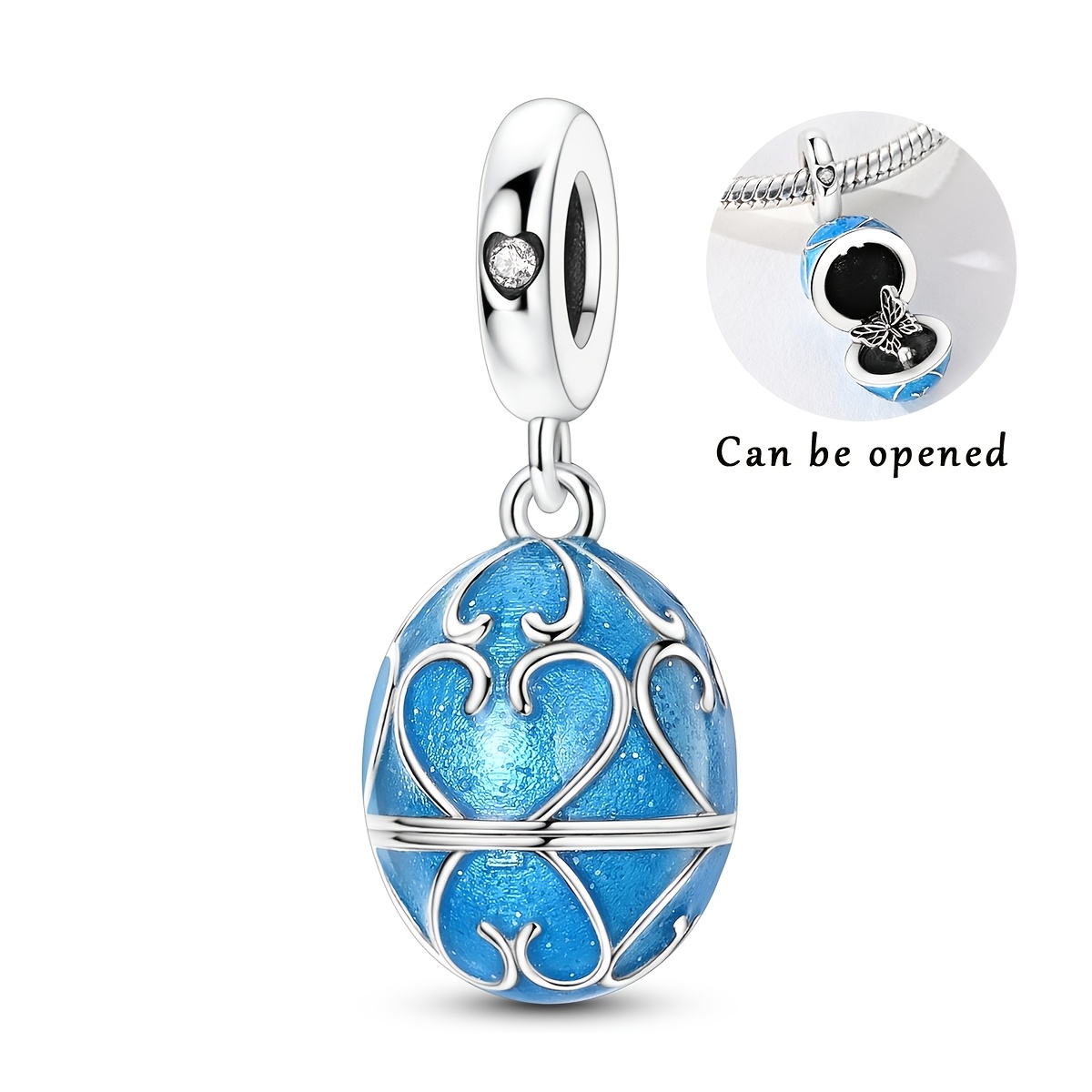 TEMU 1pc Silver Color Beads For Women Egg Charmsfits Original Bracelet & Necklace Diy Making