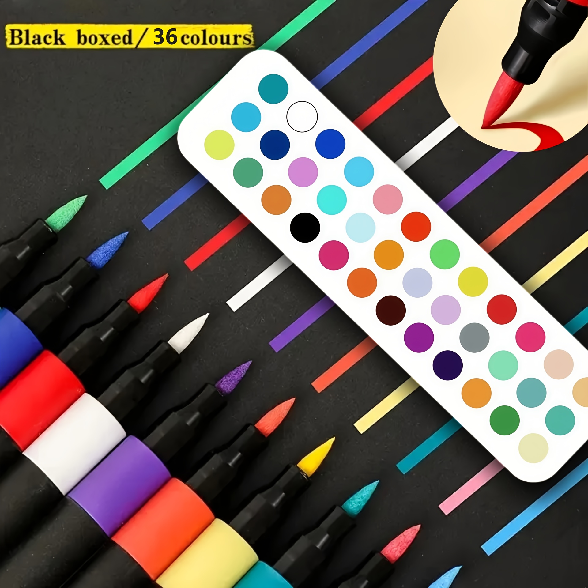 Image of 36/48-color Signature Graffiti Acrylic Markers -- Brush Tip Watercolor Pen Suit For , Paper, , Greeting Cards, Glass, Wood, Fabric, Canvas, Easter & Christmas Crafts -- Professional Art Use