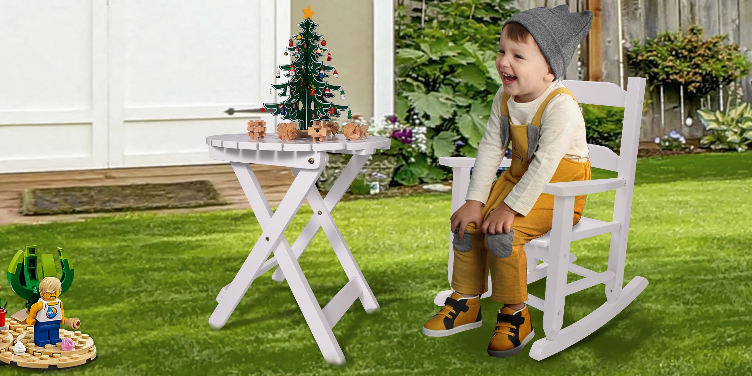 Toddler Softwood Rocking Chair Suitable for Kids Ages 3-6 Years, Manual Rocker with Painted & Wood, Assembly Chair for /Outdoor Playroom, Hard Lounge Rocker for Room