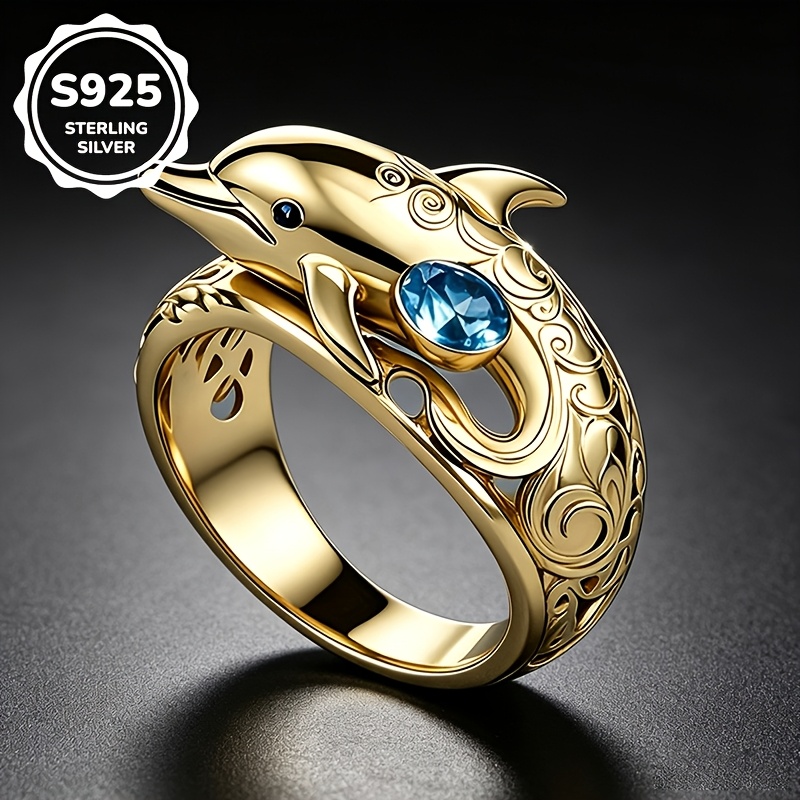 Image of 1pc S925 925 Silvery Plated Luxurious Court Style Animal Synthetic Cubic Zirconiaia Ring, Unisex, High-quality Jewelry, Suitable For Daily Casual Wear And Banquet Parties