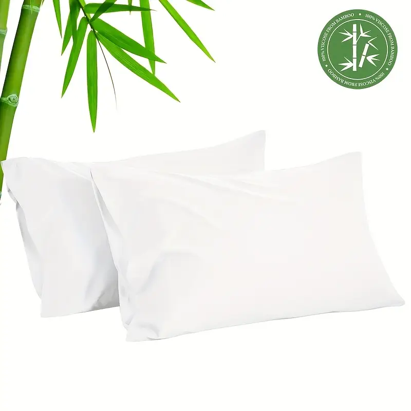 2pcs summer cooling bamboo fiber pillowcases 30 bamboo fiber 70 microfiber material breathable and comfortable soft cooling pair set for couples envelope design for   and washing bedroom decorative pillowcases Product details 2