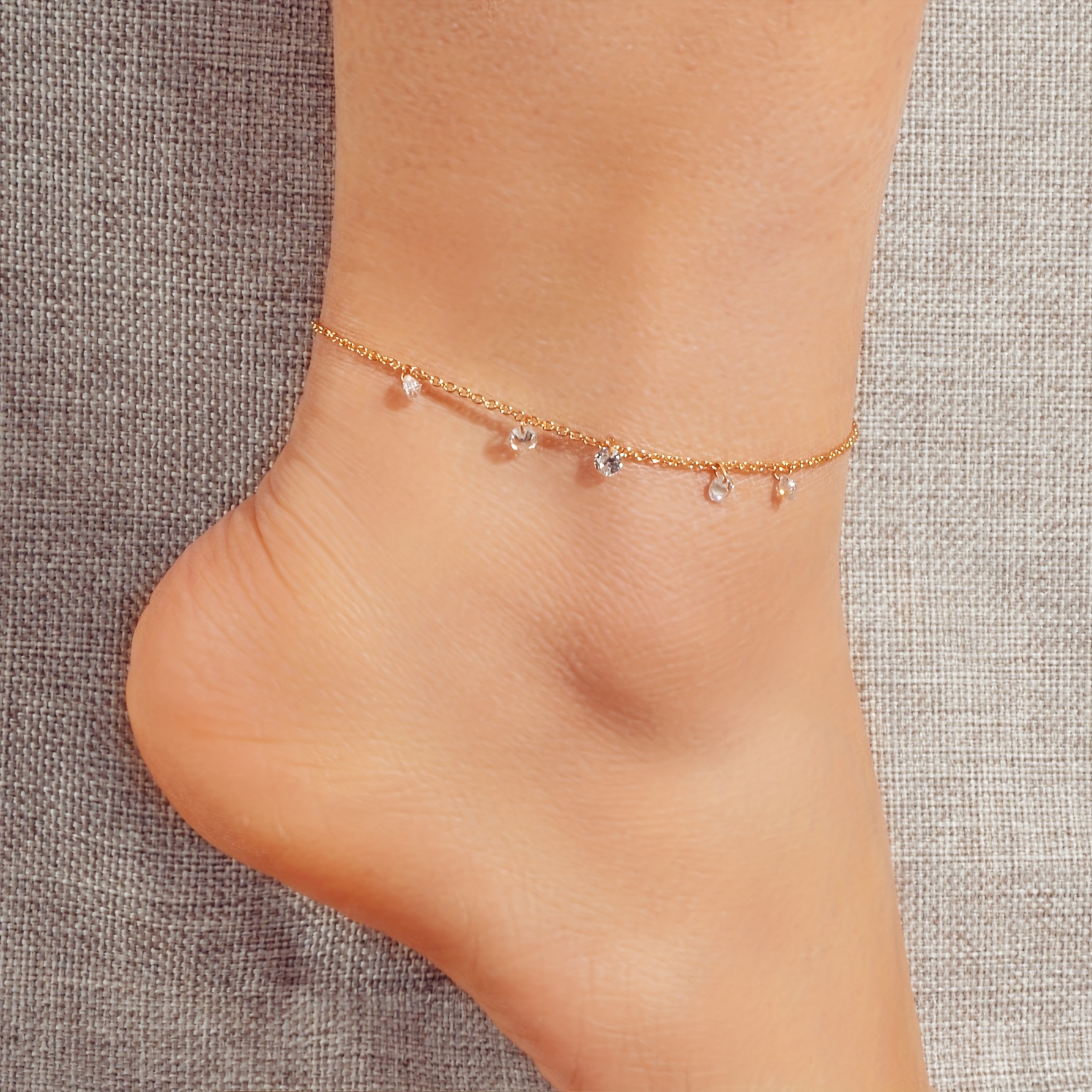 TEMU Summer Beach Boho Foot Wear Golden Tassel Dangle Anklet Women Jewellery Present