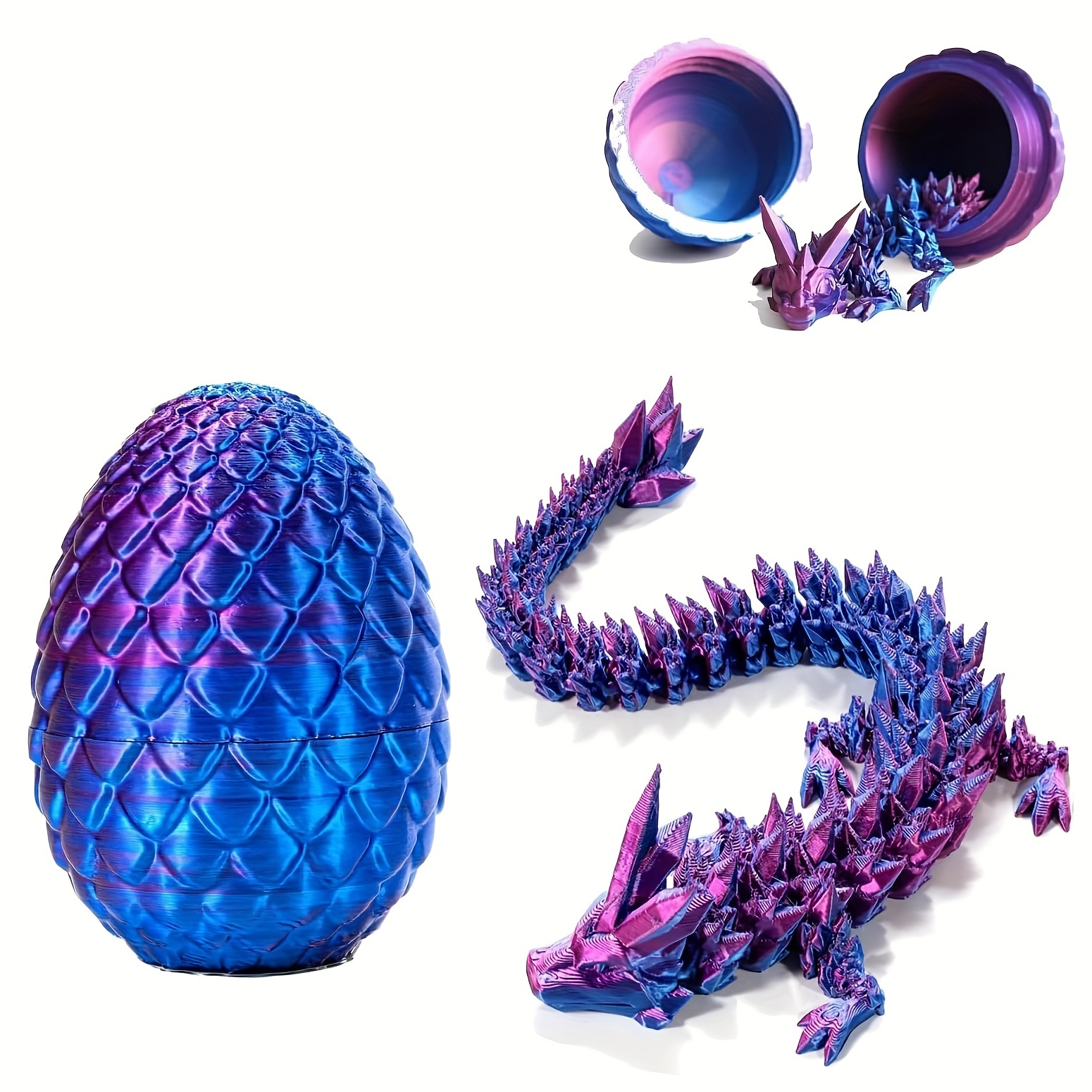 

Dragon Egg 3d Printed Crystal Flexible Dragon With Egg Dinosaur, Christmas Birthday Surprise Gifts Easter Eggs Basket (dragon Egg)
