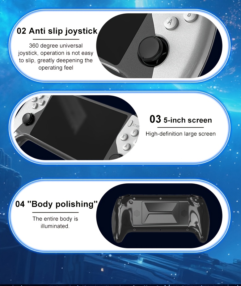 YAJOTIN SF3500 Portable Retro Gaming Console | 5-inch IPS HD Screen, USB Rechargeable, Lithium Battery, Ergonomic Design with Stand, Compact and Durable, Ideal for Birthday, Halloween, Christmas Gifts