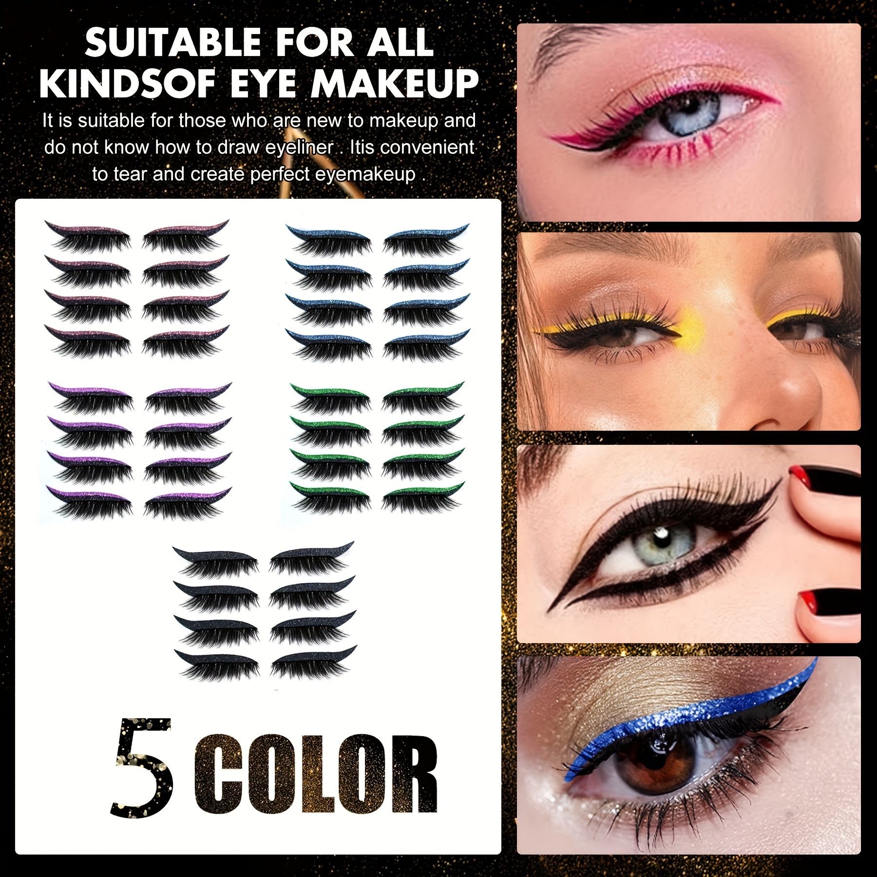 4 paar/set glitzernde selbstklebende wimpern eyeliner - Temu Germany