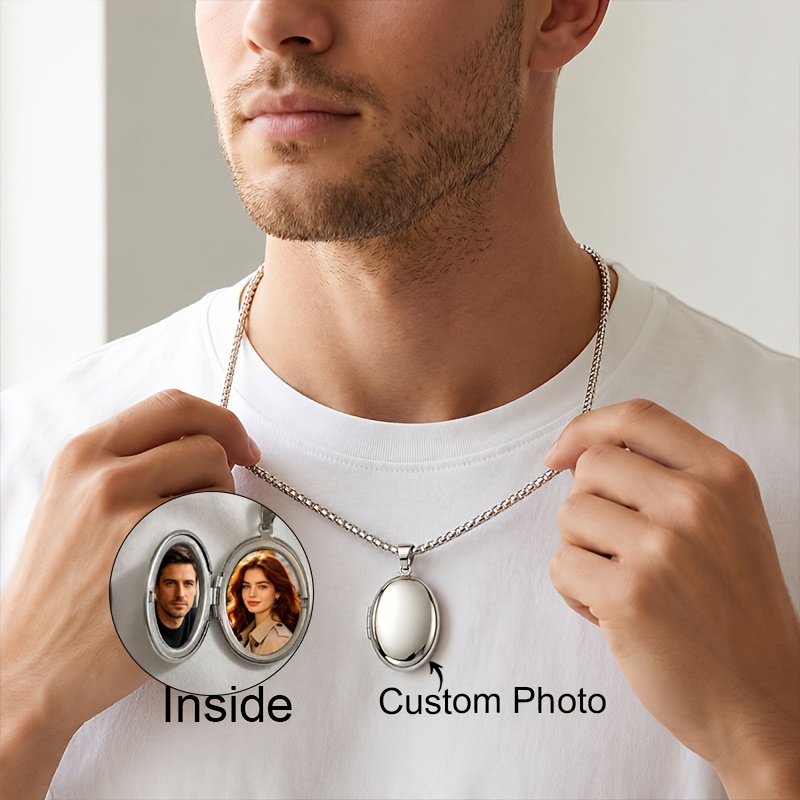 Customizable Stainless Steel Photo Heart Pendant Necklace