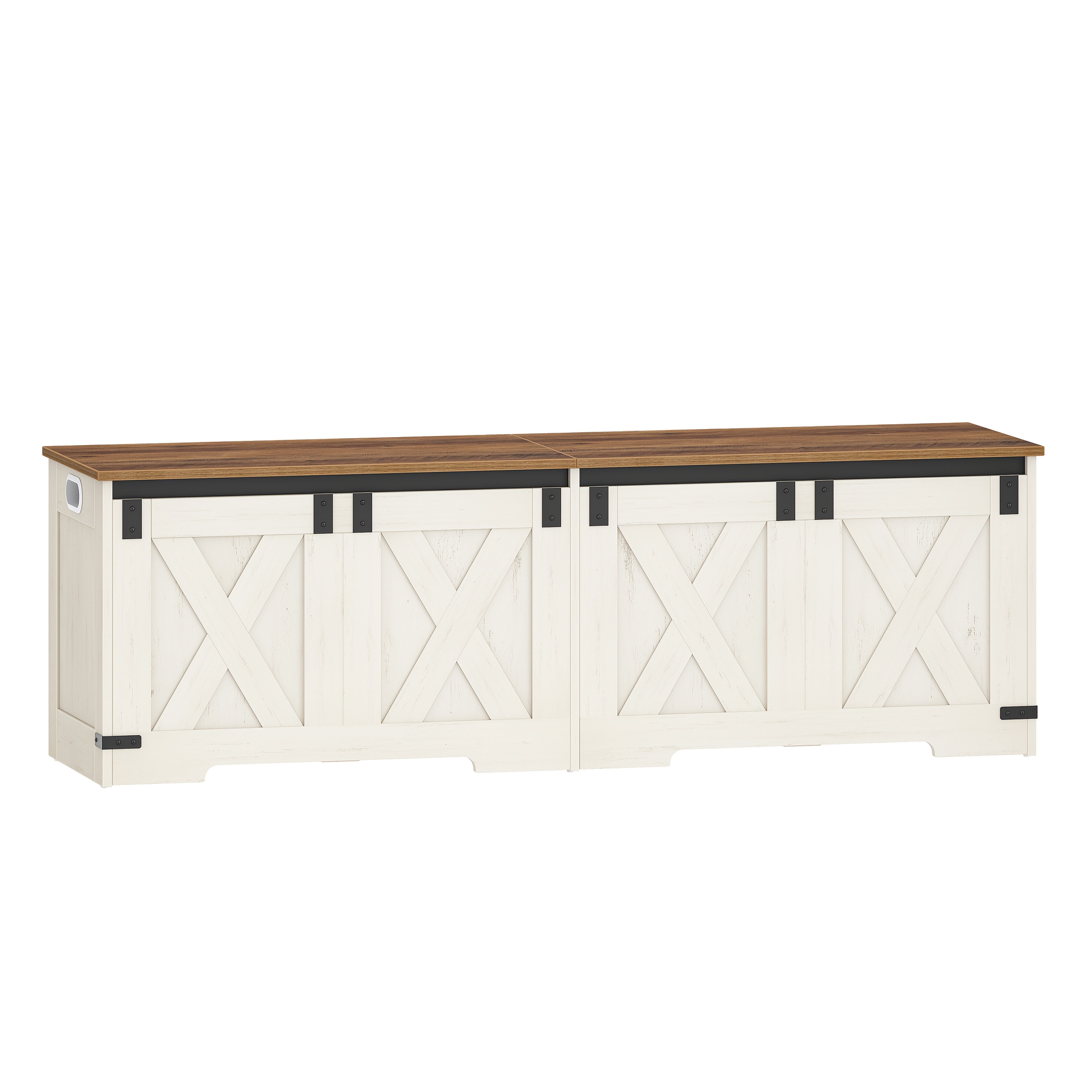 Shoe Changing Stool, Bench With Storage Space, Locker, Storage Box, 2 Sturdy Hinges, Barn Style, 40 X 150 X 48.5 Cm, Entryway Seating, Bedroom, White And Brown