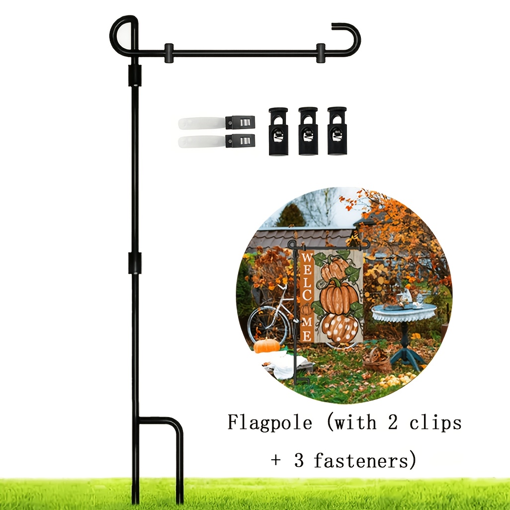 heavy duty iron garden flagpole bracket all weather outdoor flagpole with hook suitable for halloween christmas farm courtyard terrace including accessories and spare parts no electricity   ideal gift seasonal decoration   durable