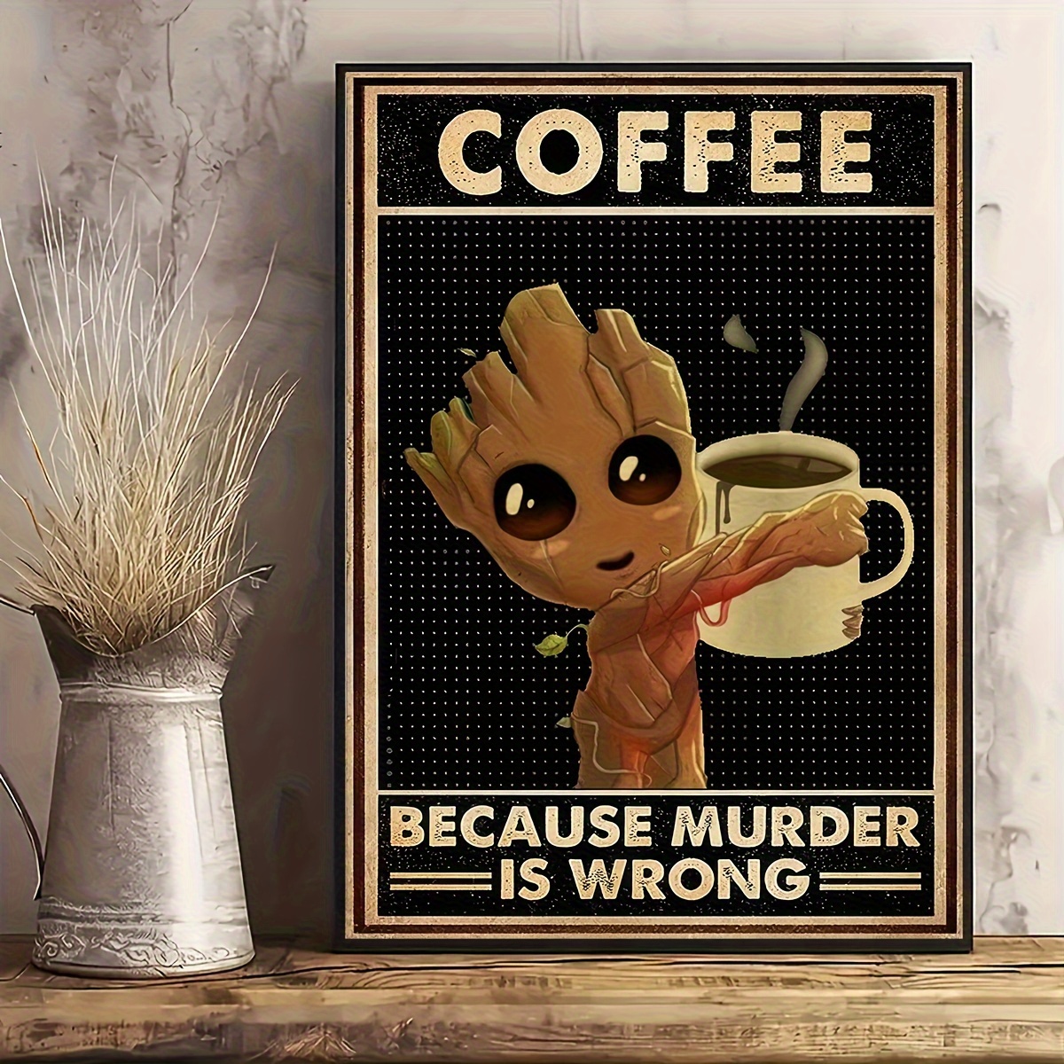 

Cute Plant Character Canvas Wall Art Print | Humorous Coffee Quote Poster | Unframed Modern Home Decor For Living Room, Bedroom, Hallway | Ideal Gift For Coffee Lovers And Fans Of Animated Characters