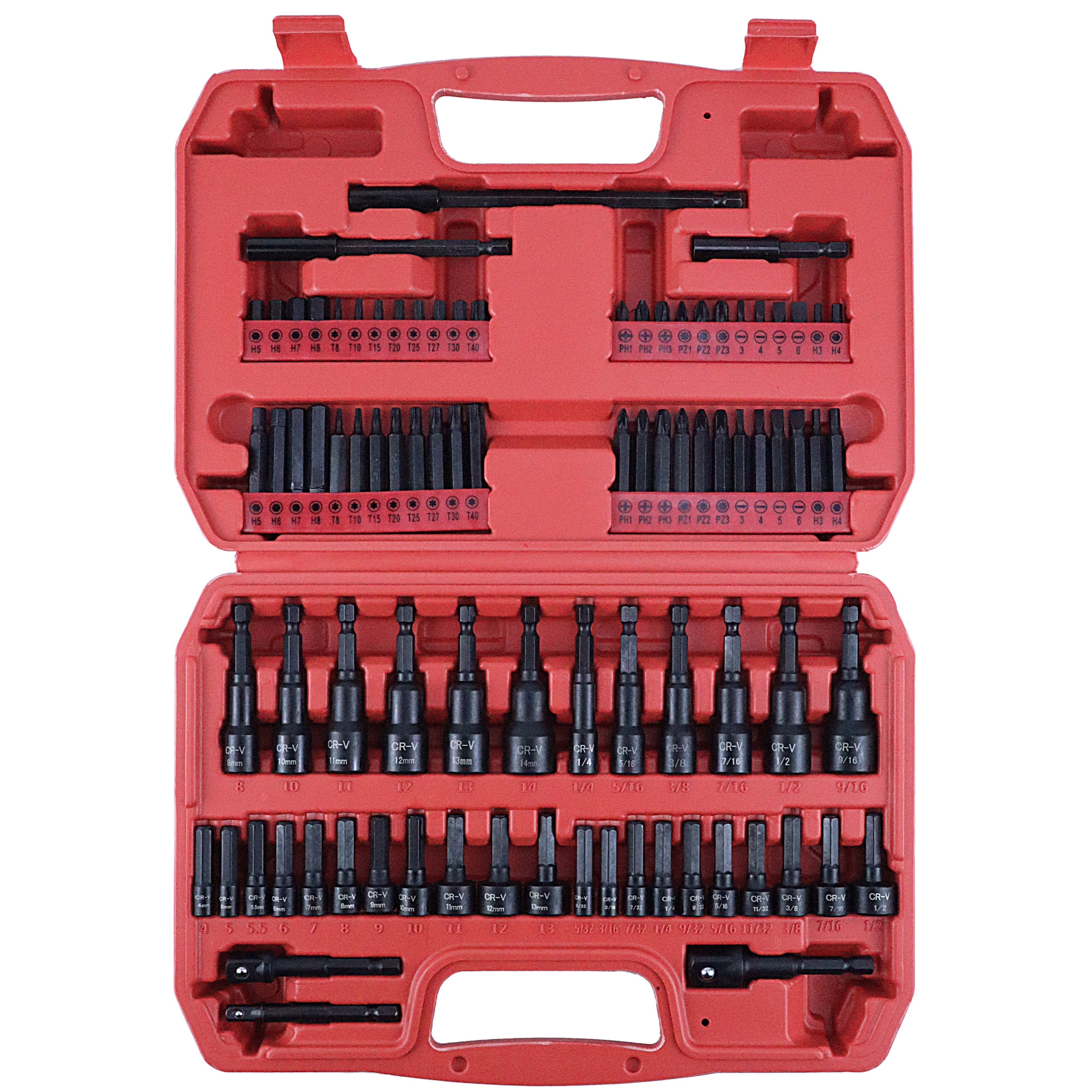 

87pcs/set 1/4"hex Magnetic Nut Driver Set, 1/4" Bit Set, Magnetic Extension And Drill Adaptor