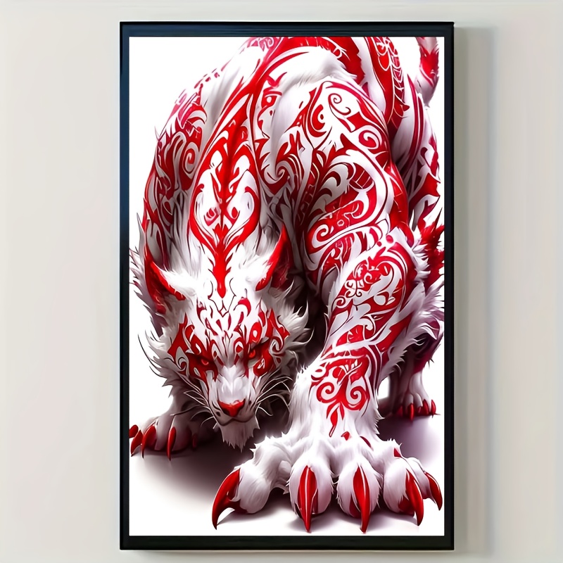 TEMU 1 Ensemble Nouveau Kit de Broderie Croix Animal et Blanc, Art DIY Fil à Coudre, 36*66cm/14.17x25.98 pouces Toile Design pour Adultes & Débutants