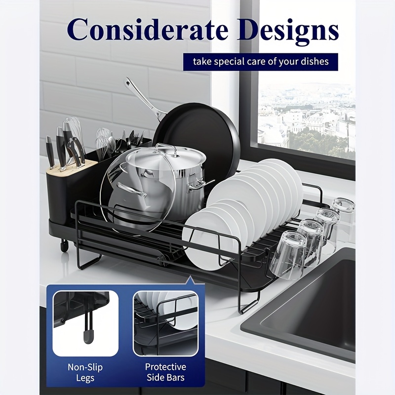 large dish drying rack with   set dish rack extendable dish rack utensil holder cup holder expandable dish drainer for kitchen counter Product details 3