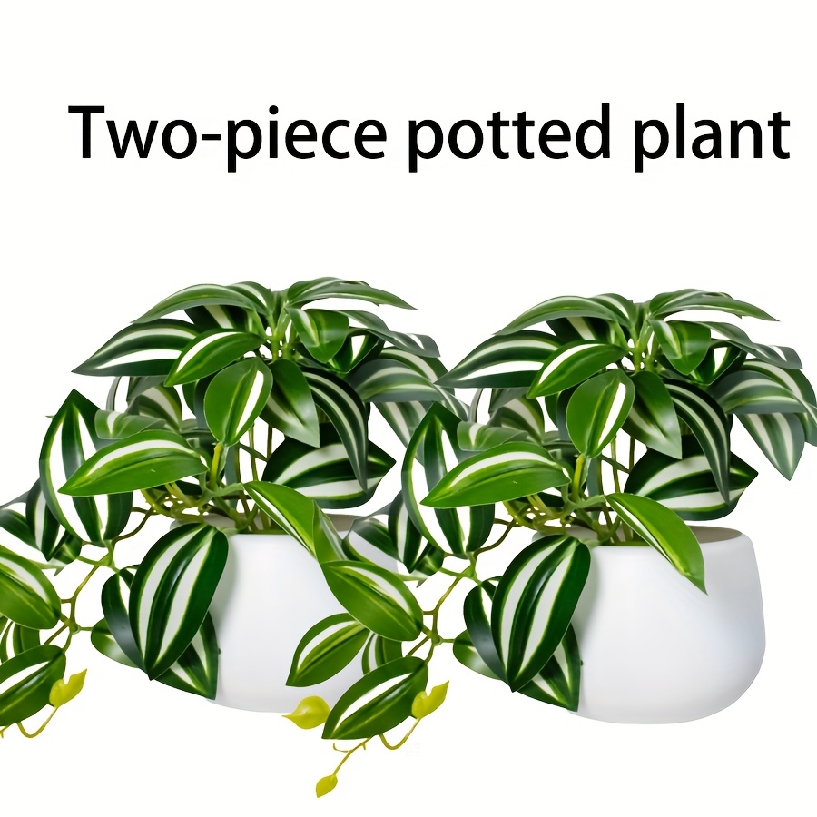 Image of 1pc Faux Greenery 6-inch Small Potted Plant With White Pot Container, Suitable For Indoor Outdoor Decor | Perfect For Hanging Plants, Garden, Porch, Window Box, Home, Wedding, And Farmhouse