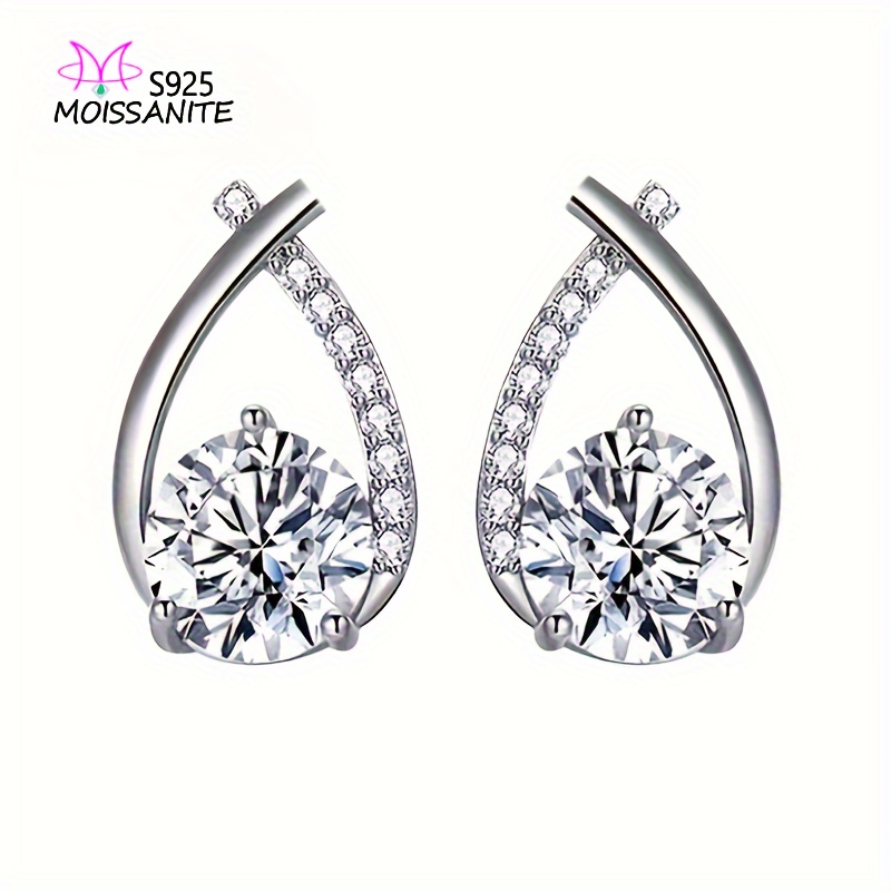 

925 Sterling Silvery 0.5 Carat *2 Moissamite, Earrings Fashion Trend, Wedding Gift, Engagement Gift With Exquisite Gift Box