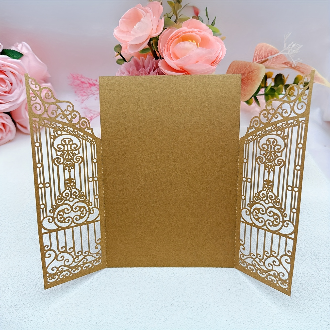 TEMU 25pcs/50pcs Elegant Glitter Wedding Invitations, Laser-cut Gatefold Invitations, Anniversaries, Weddings, And Party Invitations - Wedding And