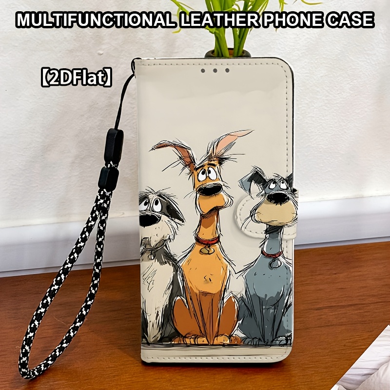 TEMU Phone Case: Cute Dog Pattern Magnetic Snap Flip Full-coverage Drop-proof Phone Case, Suitable For Galaxy S26/s26 Edge/s26 Ultra/s25 Fe/s25