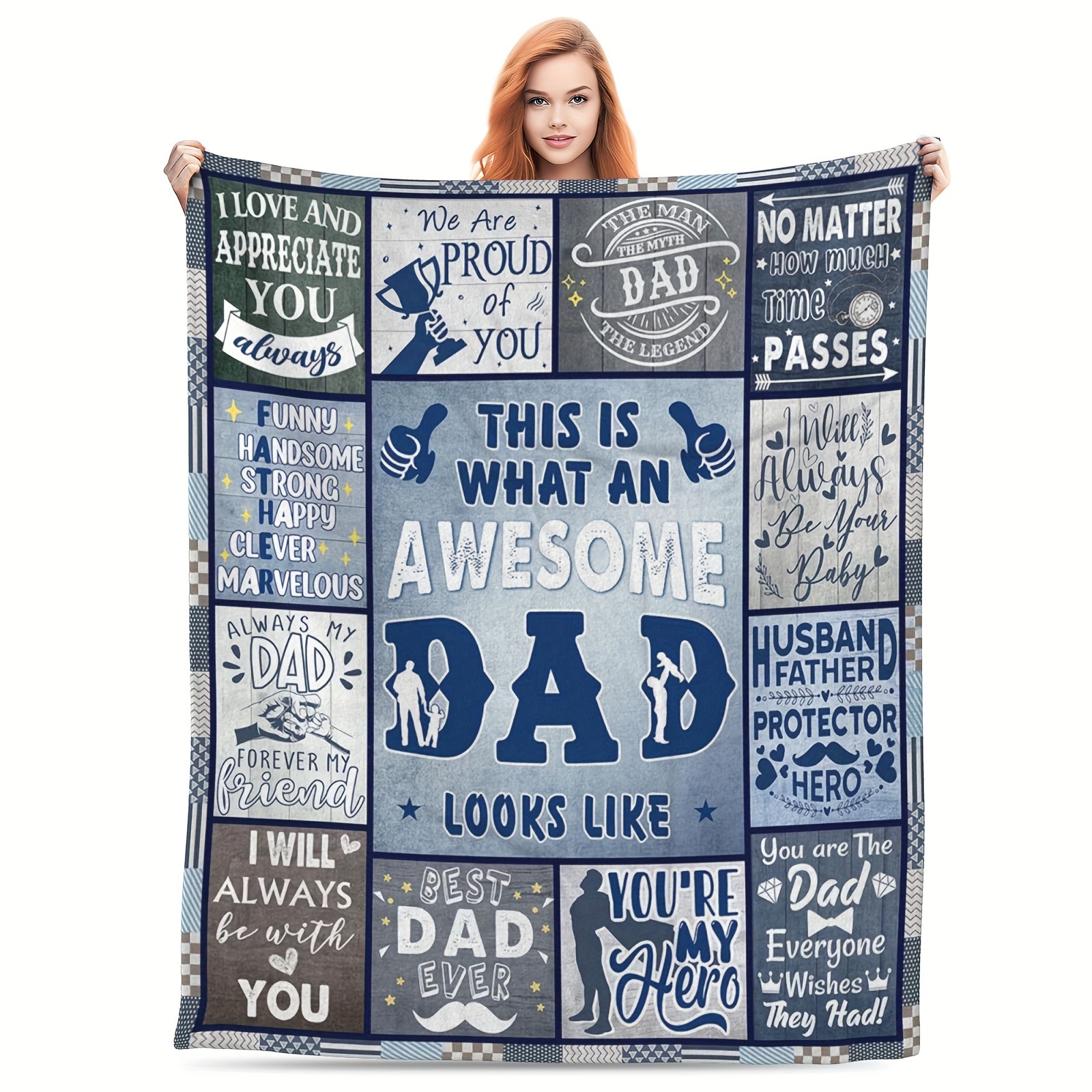 

1 Pc Dad Blanket Gift - Father Blanket Gift To My Dad, Father's Day Blanket Gift, Awesome Dad Throw Blanket Gifts For Father Birthday Christmas Thanksgiving Day