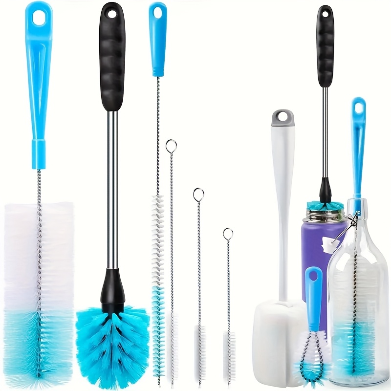 Kit de laboratorio de 13 piezas con cepillo para botellas de mango largo en blanco y para limpieza de tubos, para limpiar tapones de decantadores de cerveza de cuello estrecho, cubiertas de fregadero y cepillos para limpiar tazas, cepillo para tazas extendido, cepillo para tazas multifuncional