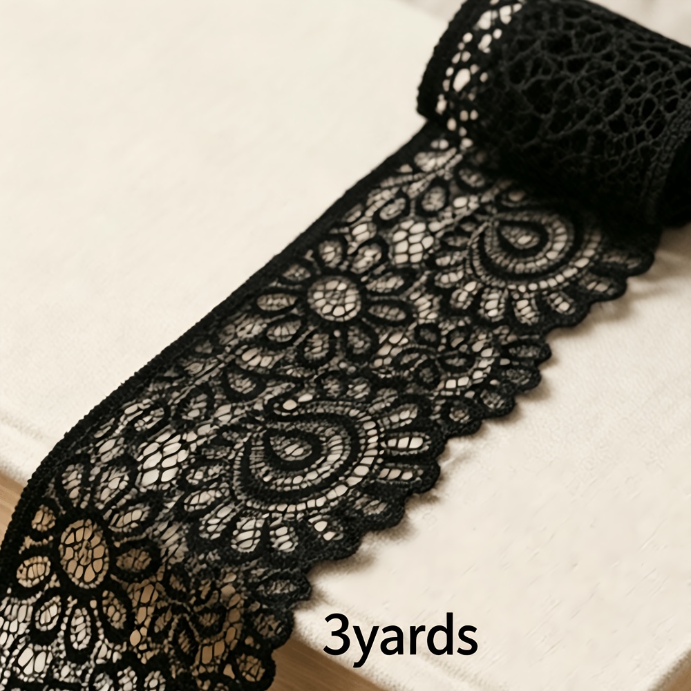 TEMU (3 Yardas/Bolsa) Adorno de Encaje Elástico de 9Cm de Ancho, Cinta de Encaje Elástica , Adiciones para Ropa, Elaboración de Faldas con Volantes,