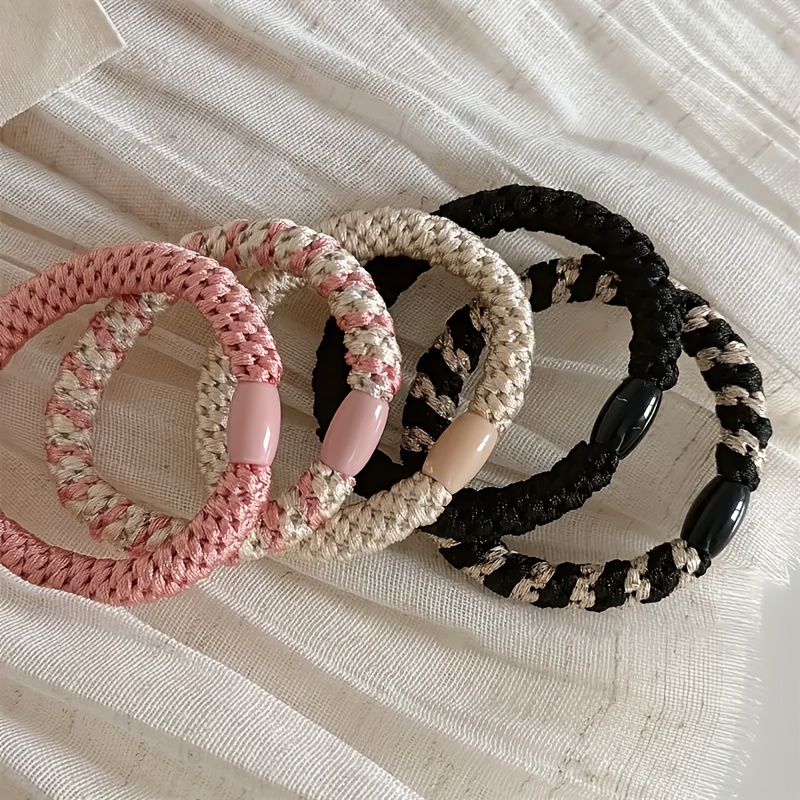 5pcs Of Retro Elegant Sports Hair Tie Set, Durable Elastic Headband Ponytail Hair Rope, Ladies Gift Headwear