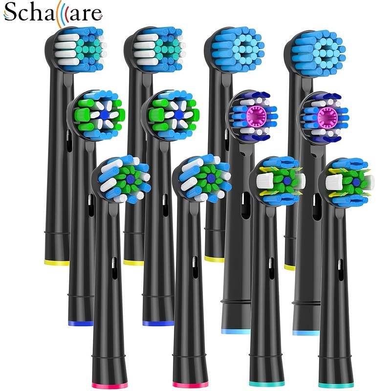 Image of Schallcare 12pack Relacement Brush Heads For Ob Compatible Electric Toothbrush Heads, Including 2 , 2 , 2 , 2 Whitening Clean, 2 , 2 Effcient Clean -12 Pack