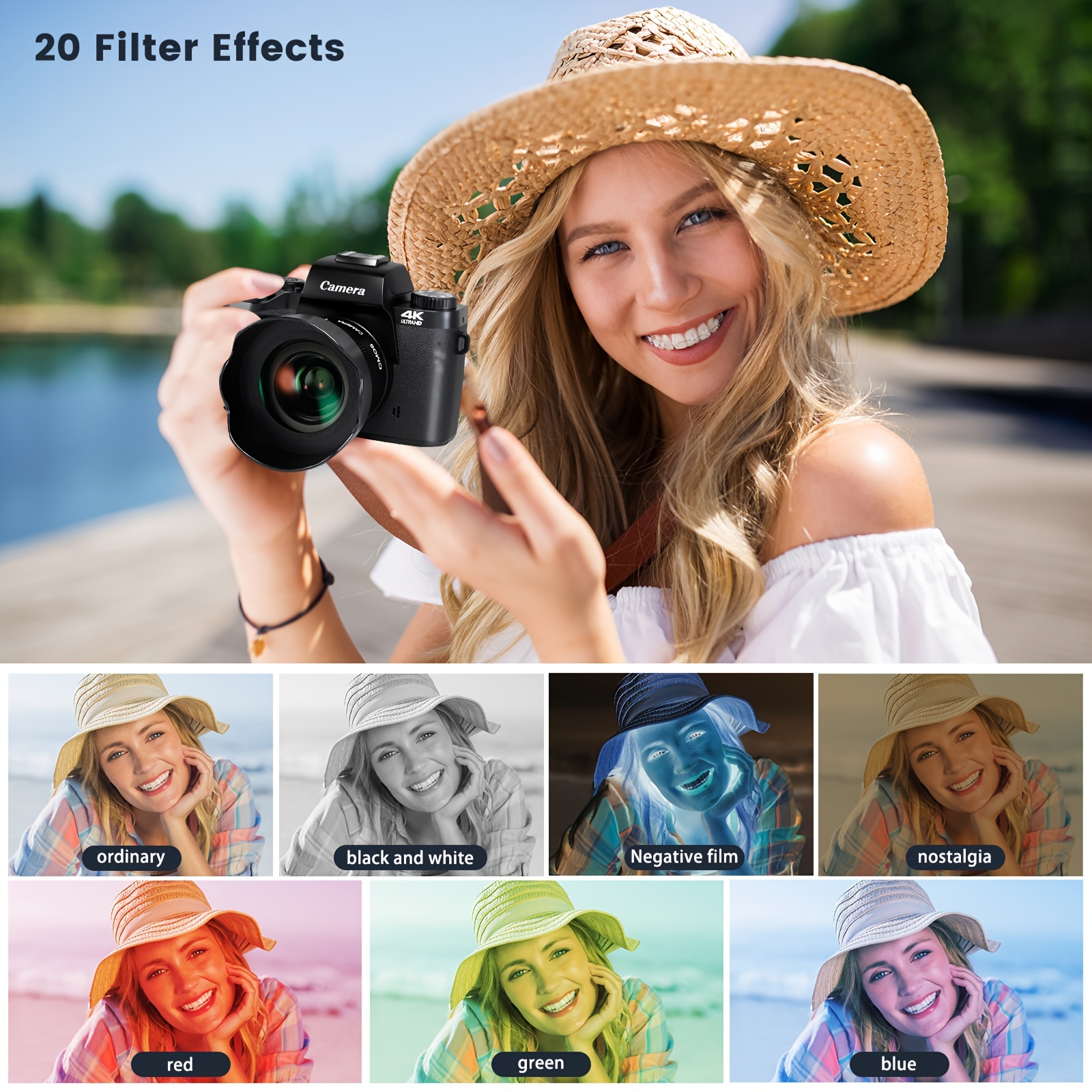 Appareil Photo Numérique 4K 64 MP Triple Objectif - Écran Tactile 3 Pouces, Batterie 3600 MAh - Fonction Vlogging, Transmission OTG - Pour Débutants Et Loisirs