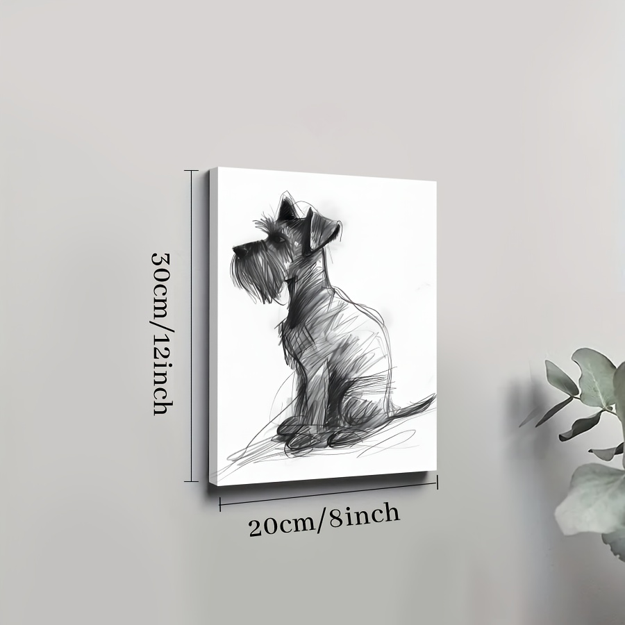 TEMU 1pc Art Deco Modern Contemporary Schnauzer Drawing Canvas Print, Wall Hanging Decor For Home Office, Living Room, Bedroom, Kitchen, Restaurants - Indoor Orientation Animal Theme Poster