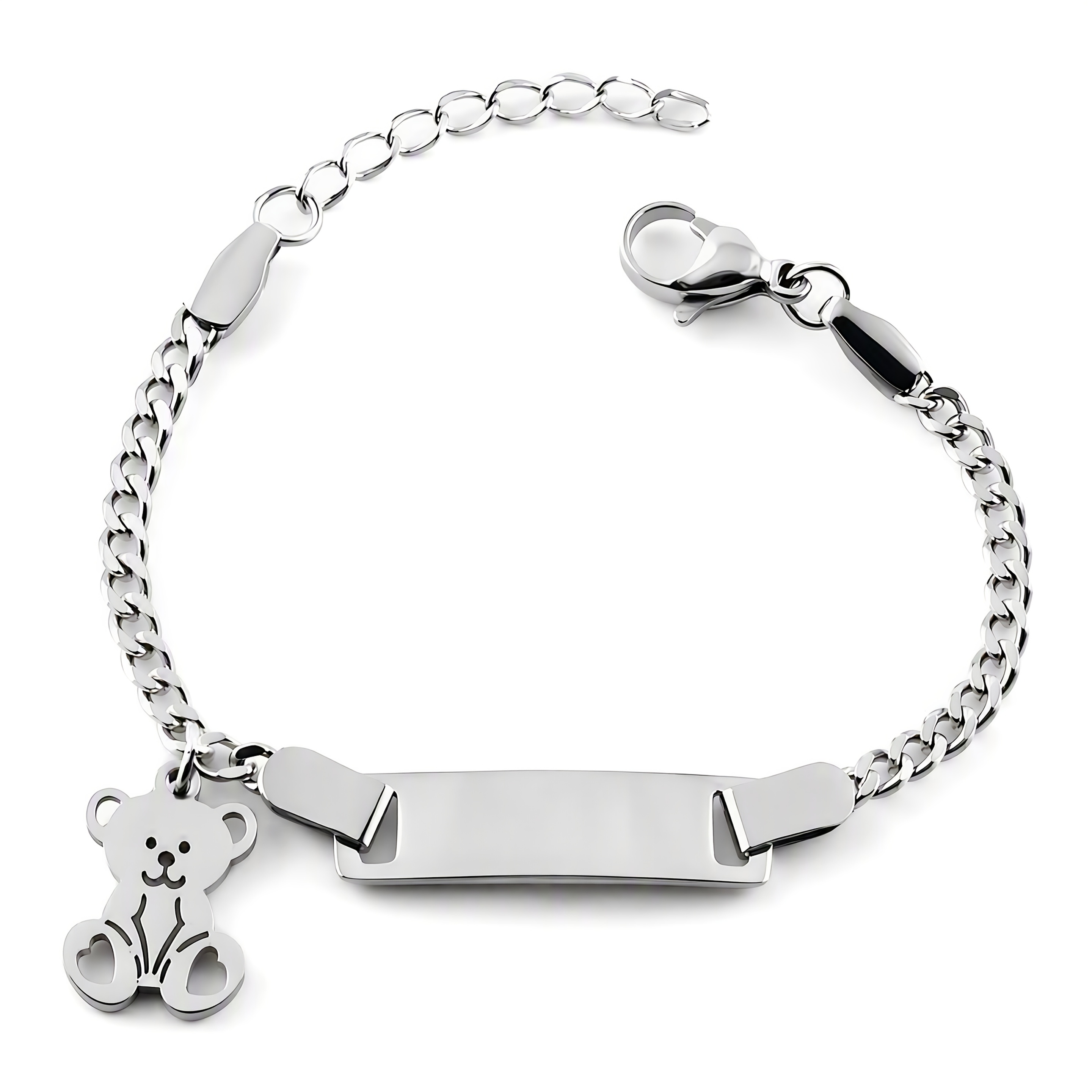 Engravable Stainless Steel Mini Bear Charm, Personalised Gift