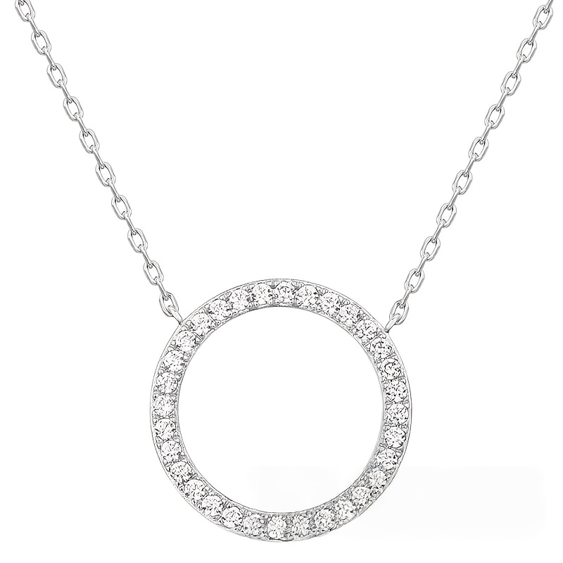 E-shop Damen-Mode-Anhänger-Halskette, elegante Halskette mit eingelegtem synthetischem Zirkonia für den , Freizeit Partys, schlichte Kreishalskette,