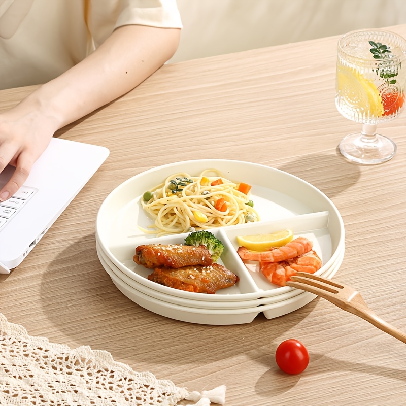 1/2/4 piezas, Plato Dividido para Control de Porciones, Plato Separado, Plato para Pérdida de Peso, Tres Compartimentos, Plato de Plástico Resistente a Caídas, Plato Escolar, Apto para Microondas y Lavavajillas, Ideal para el Control del Peso, Feliz Eid Al-Fitr