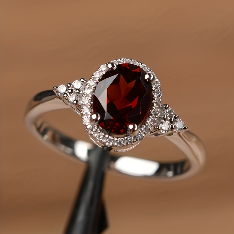 

1 Gorgeous Deep Red Zirconia Ring - A Symbol Of Eternal Love, Accessory Ring For Girls, Valentine's Day Jewelry, Perfect Wedding And Evening Party