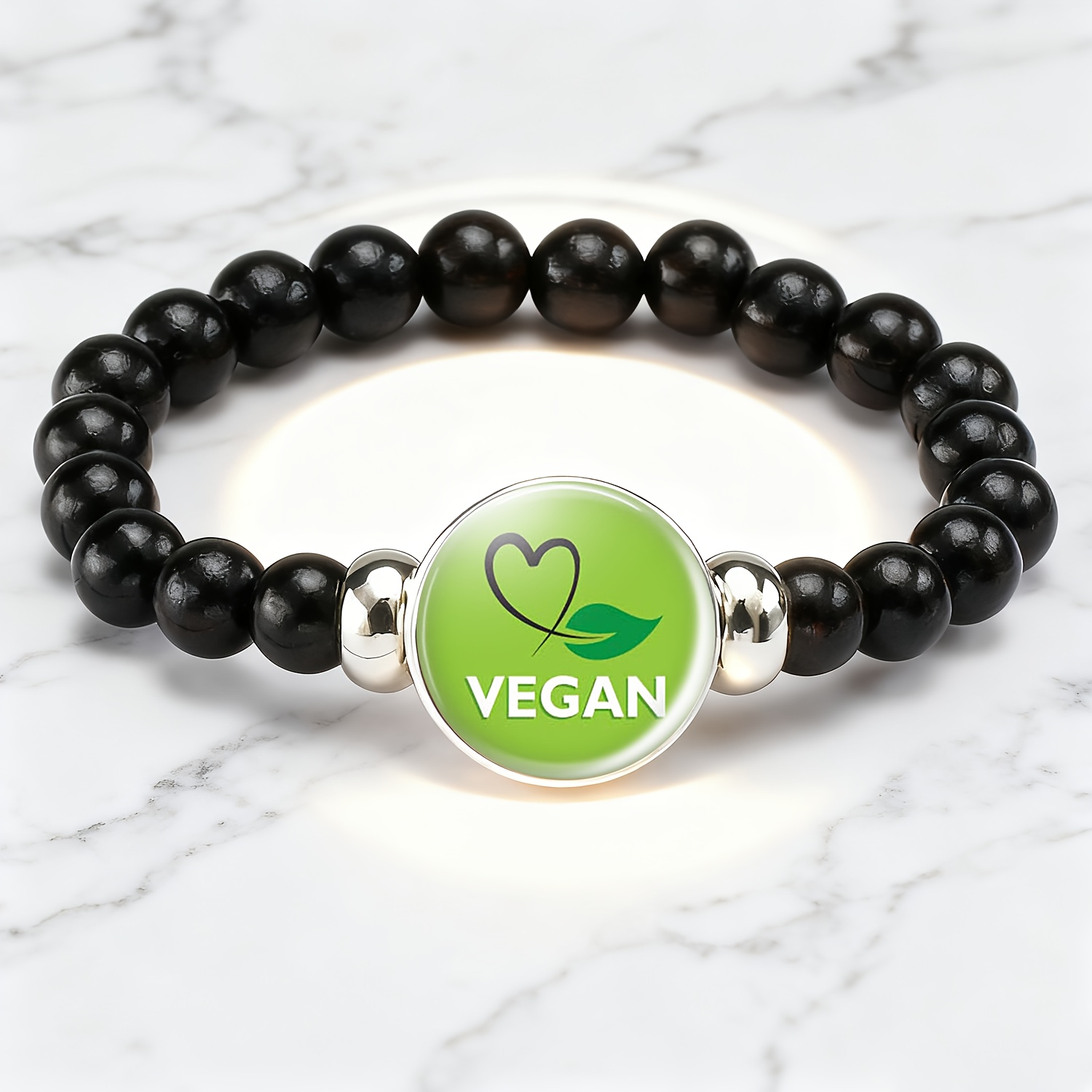 Teenager's Classic Black Color Plastic Beads and Chain Bracelet
