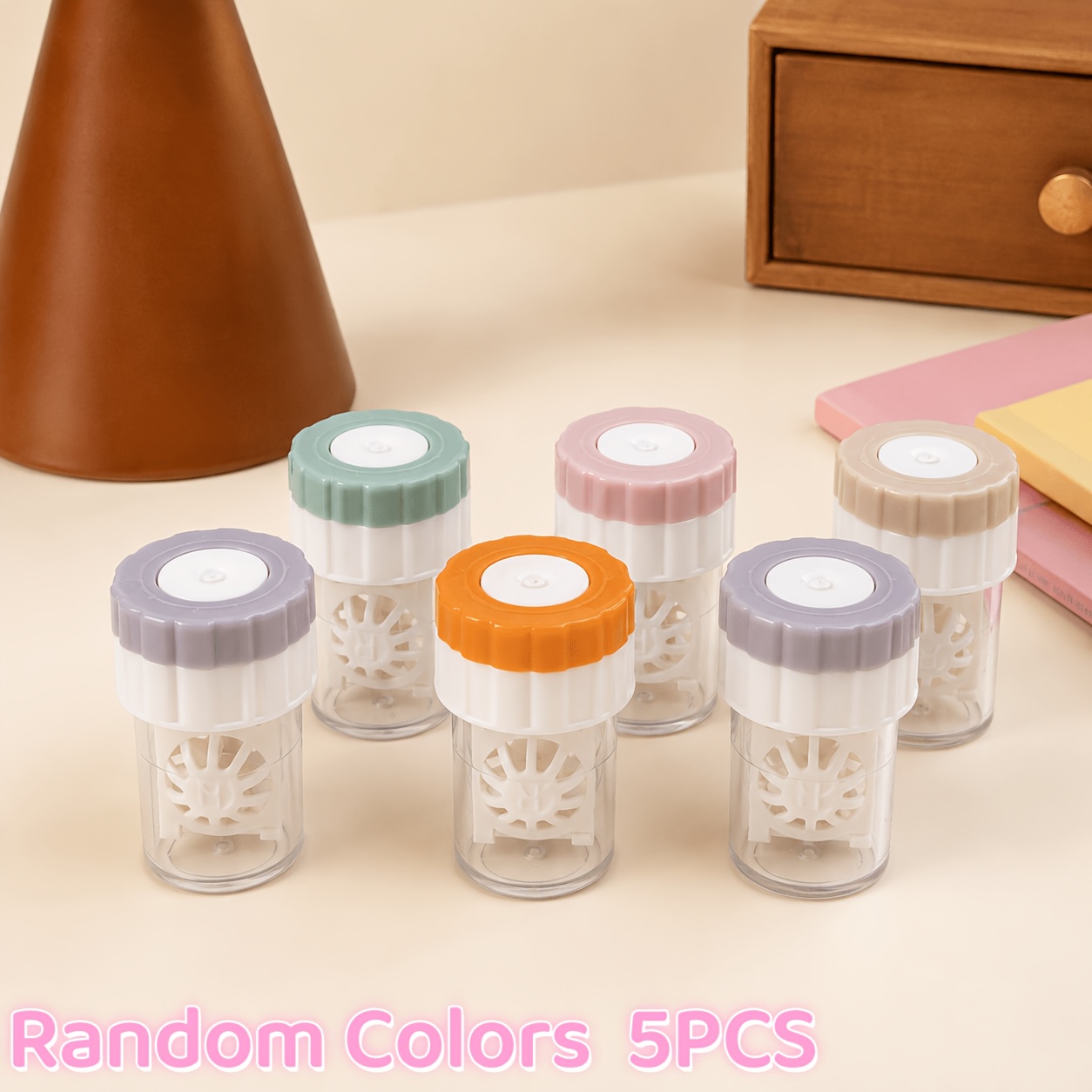 TEMU Deeplan Random Colors 5pcs Manual Rotating Eyewear Accessory Glasses Case, Portable Transparent Glasses Box, Case Organizer With Removable Inner