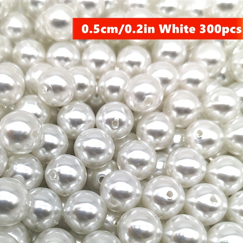 TEMU Cuentas redondas de 4/5/6/8/10/12/14/16/18/18/20 mm, 500/300/200/100/60/30/20/10/10/5 piezas, color beige y con pintura en aerosol y agujeros