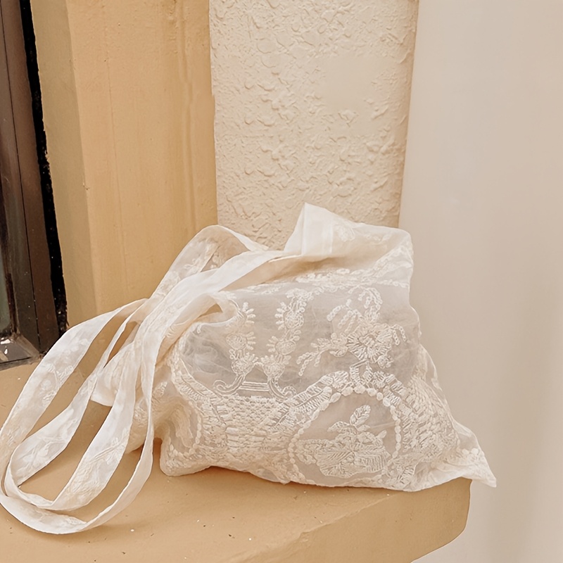 a lace embroidered tote handbag shopping bag womens tote bag handbag