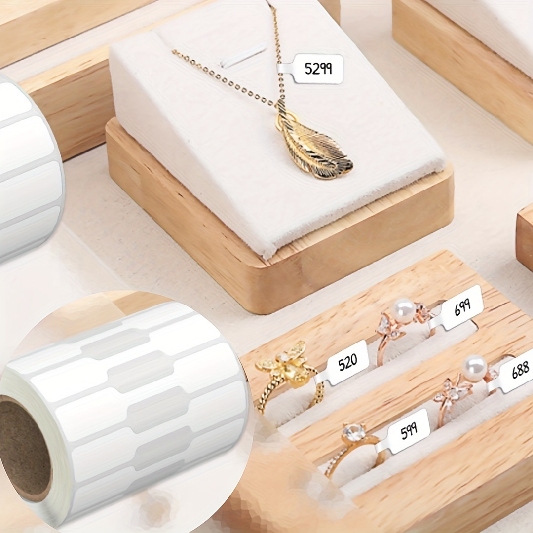 

500pcs(a Roll) Jewelry Tags, Price Identification Tags For Necklaces And Earrings, Rectangular Shape Self-adhesive White, Jewelry Price Tags, Bracelets, Rings, Clothing Tags, Price Display