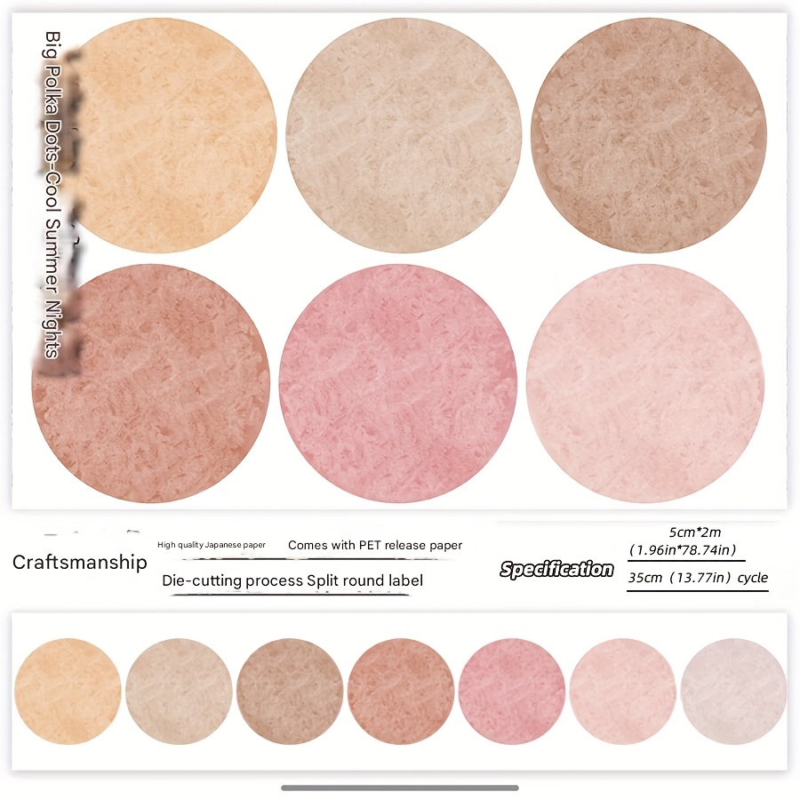 TEMU Rouleau de 2 Mètres de Ruban Washi à Gros , Design Colorés avec Support PET, Ruban Découpé en Dégradé pour Scrapbooking, Journal, Ruban