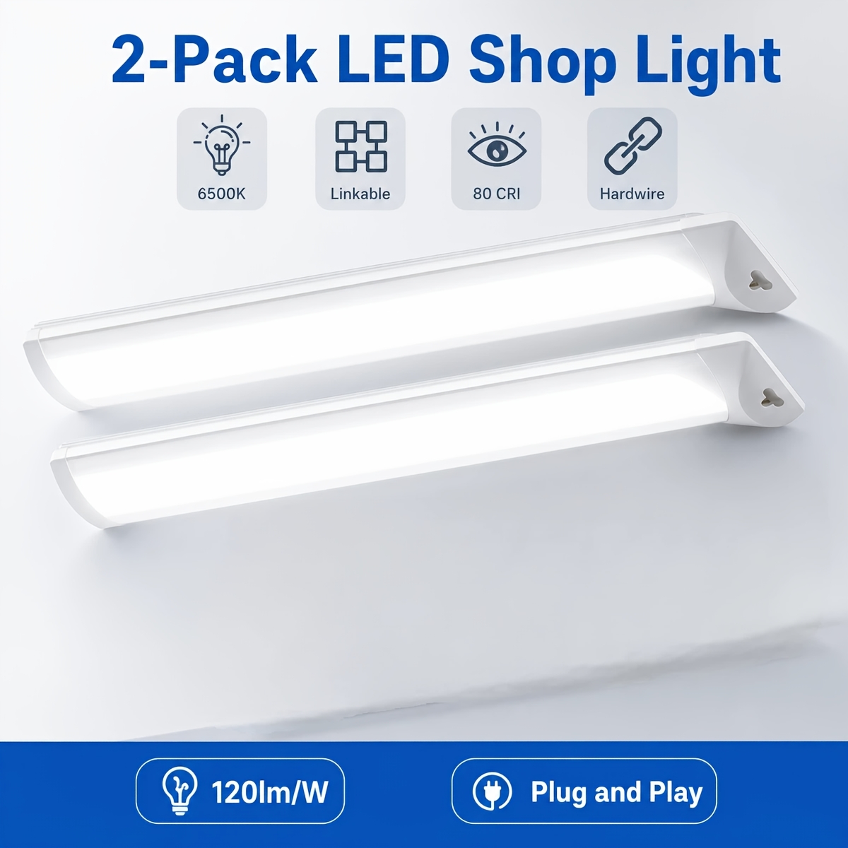 TEMU Confezione luci LED connettibili da 90 cm, 120 Lm/W ad efficienza, 6500K , plafoniera adatta per garage, seminterrato