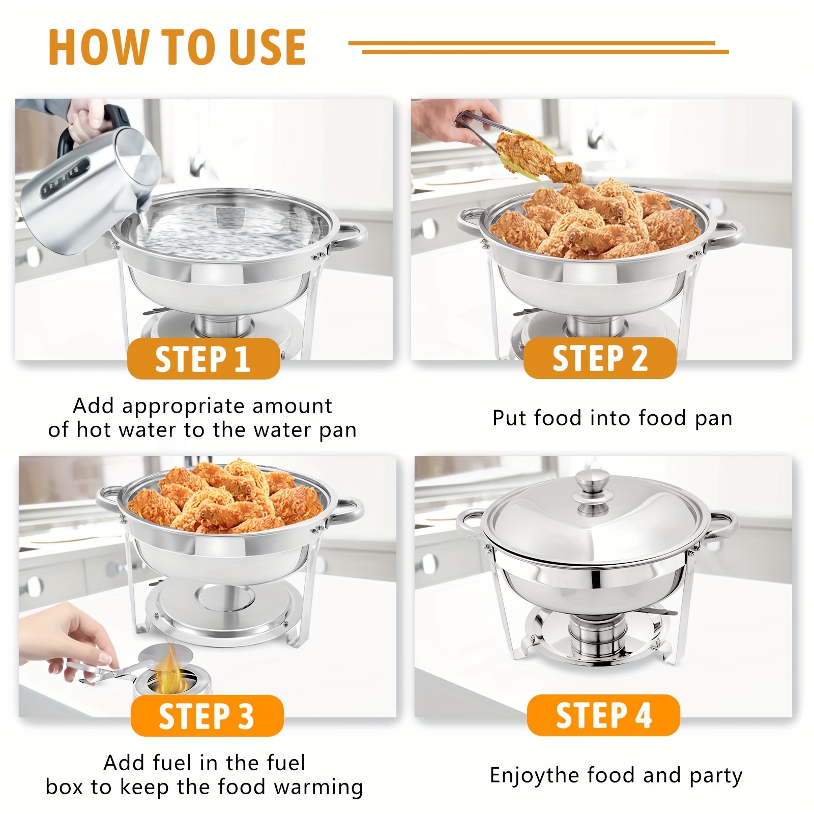 YITAHOME Stainless Steel Chafing Dish Buffet Set - 5QT Round Food Warmer For Parties & Catering