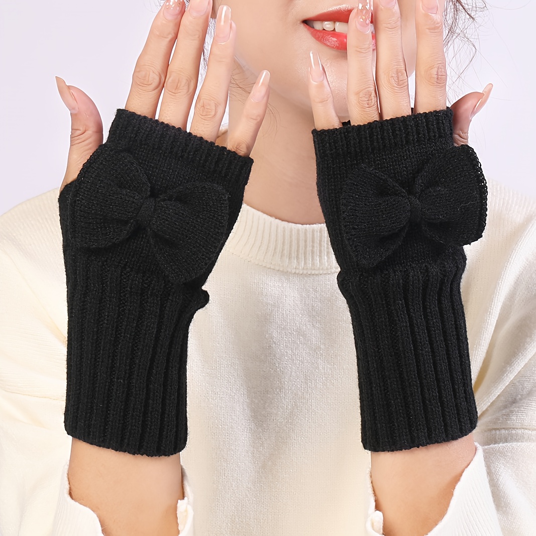 TEMU 1pc Fingerless Gloves With 3d , Elastic Cuffs, Warmth, For Outdoor, Cycling, Daily, Dating, Etc., Perfect Gift For , Family, Couples