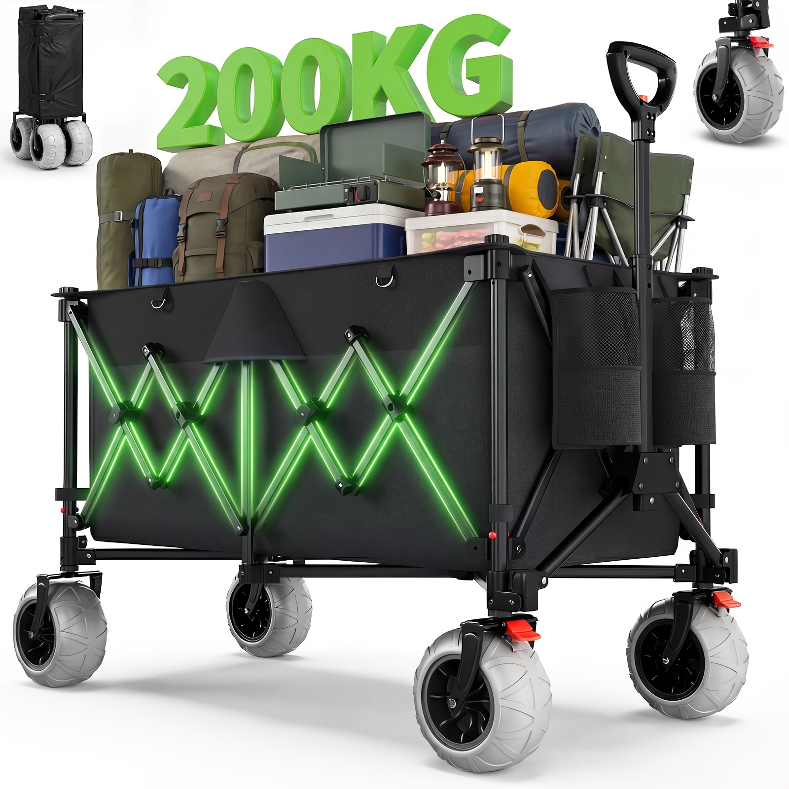 Image of Foldable Athletics Equipment Trolley, With A Load Capacity Of 200 Kg, Fitted With 360-degree Tires, 200-liter Capacity, Sports Trolley, Ideal For Camping, Shopping, And Athletics Events