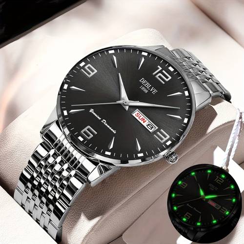 1 mens sport steel strap watch glow in the dark calendar week display light luxury all in one alloy thin digital mens business watch