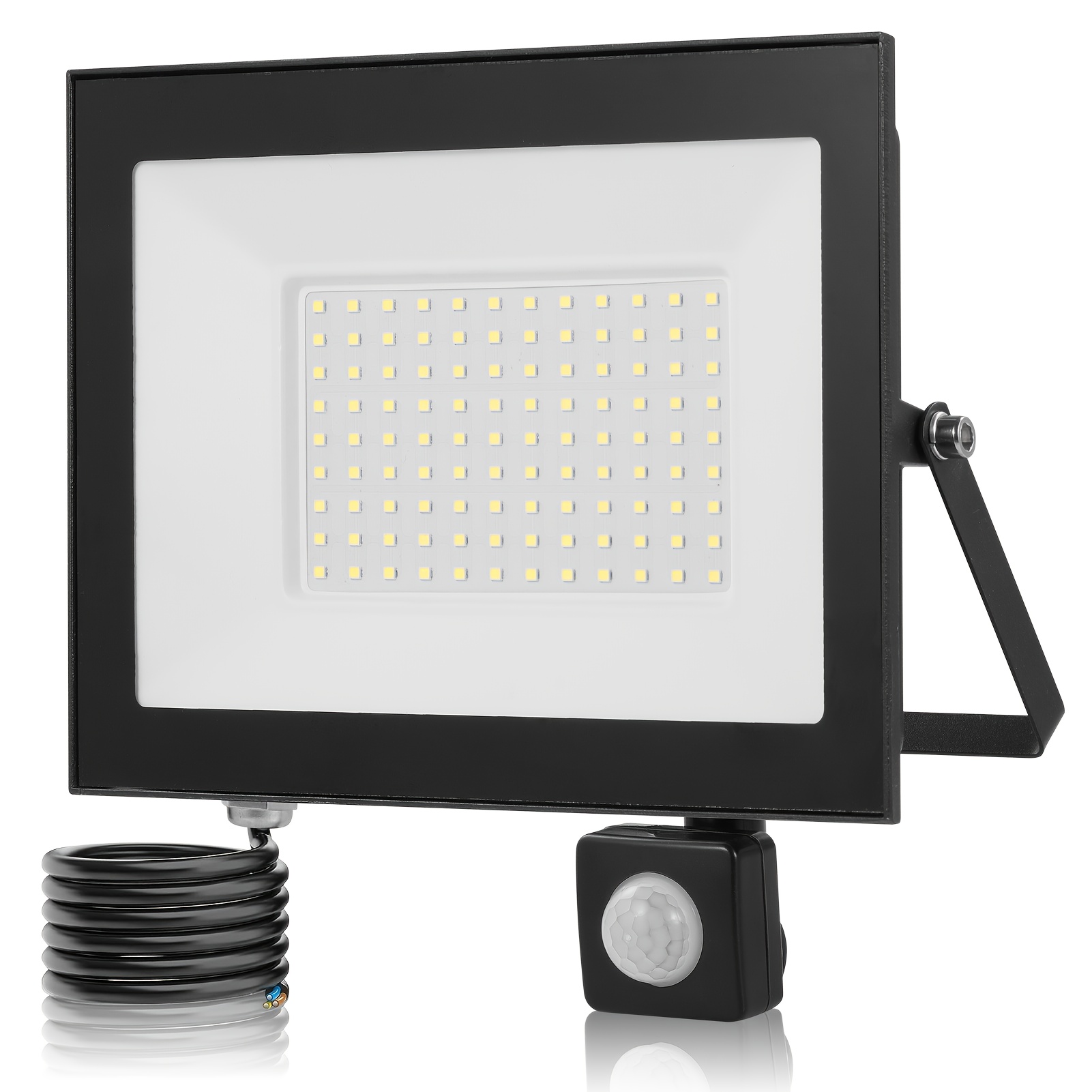 100w Warm White Led Motion Sensor Floodlight, Ip65 Outdoor Motion Sensor Light, Aluminum Body, Patio And Garden Path Lighting, Outdoor Floodlight
