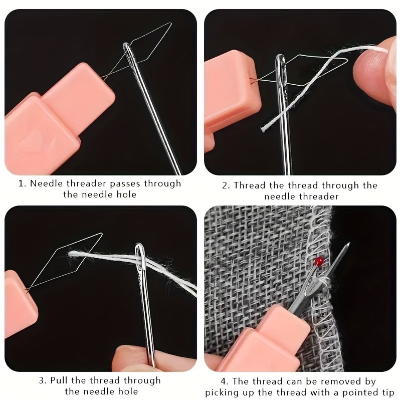 2-in-1 Seam Ripper and Threader Set - Portable Sewing Accessories with Eyelet Cutter, Protective Cap, Handy Stitch Removal for Seniors, Easy Threading Tool - Colorful Dual Sewing Aids (Bright Pink, Yellow)