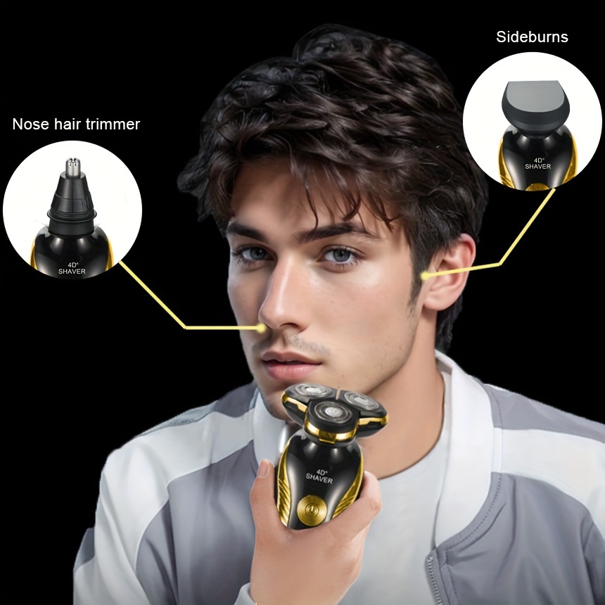 electric razors for men shaving multifunctional 3 in 1 mens electric shaver nose hair sideburns trimmer with bonus spare blades usb rechargeable send gifts to dad husband boyfriend fathers day gift Product details 0
