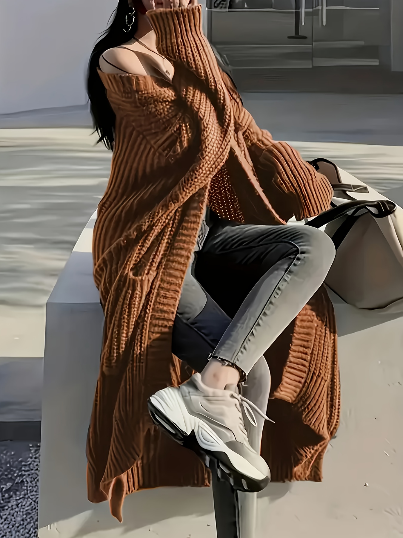 womens long sleeve cardigan elegant sweater non stretchy fabric for fall winter layering office party everyday outfits womens clothing cardigan sweater casual wear textured knitwear fall   design durable material Product details 17