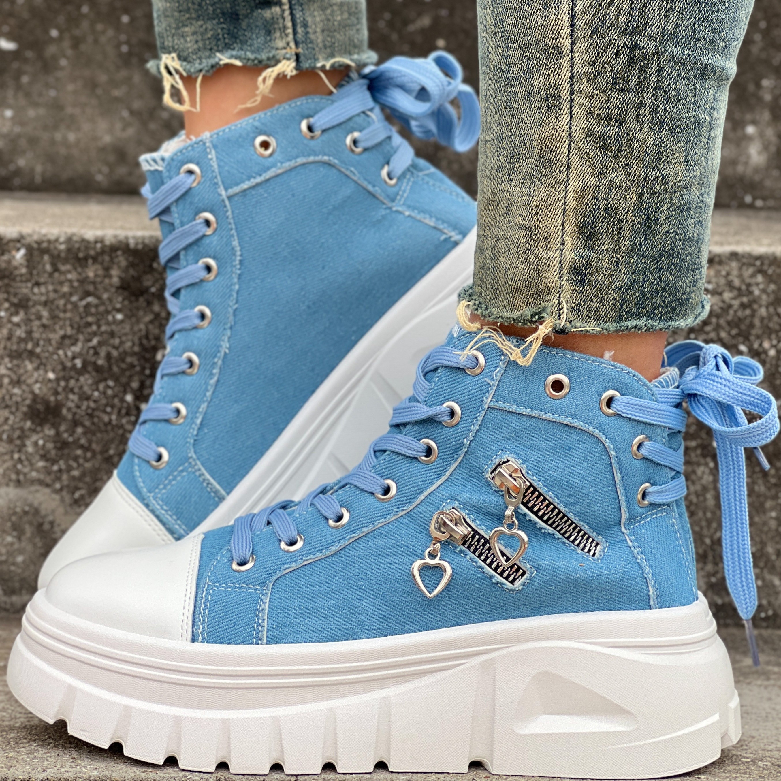 popular thick sole double lace high top casual sports shoes Temu