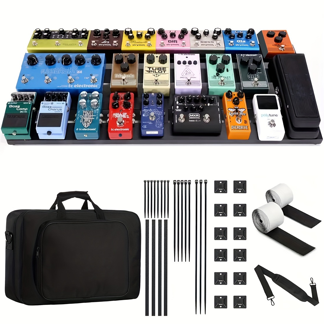 

Extra Large 28" Guitar Pedal Board With Carrying Case, Durable Metal Construction, Aircraft-grade Aluminum Lightweight 4-row Angled Design, Included Cable Ties And Hook-and-loop Fasteners