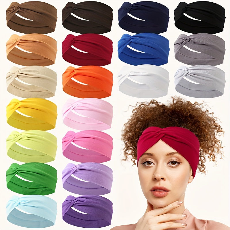 

10 Pcs Set Of -knit Headbands: A Collection Of Solid Colors For Use